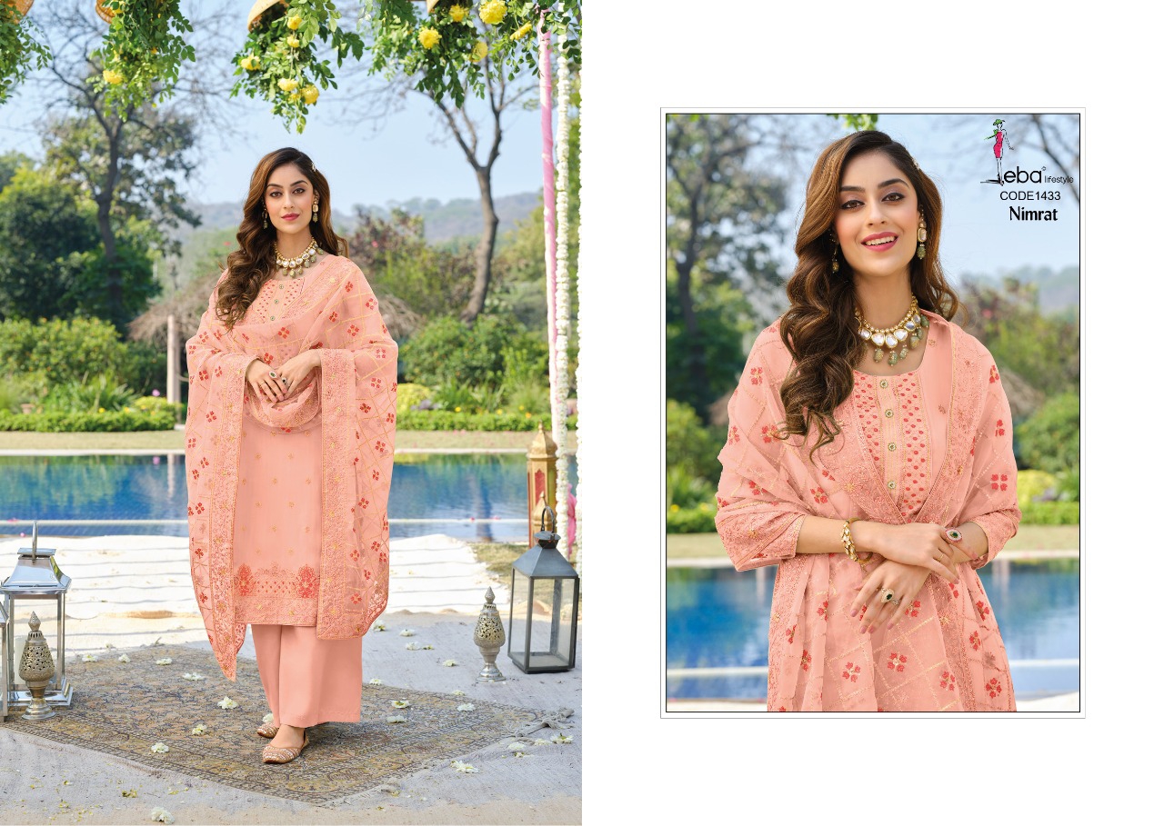 Eba Lifestyle Nimrat Viscose With Heavy Embroidery Designer Salwar Suits Wholesaler Surat