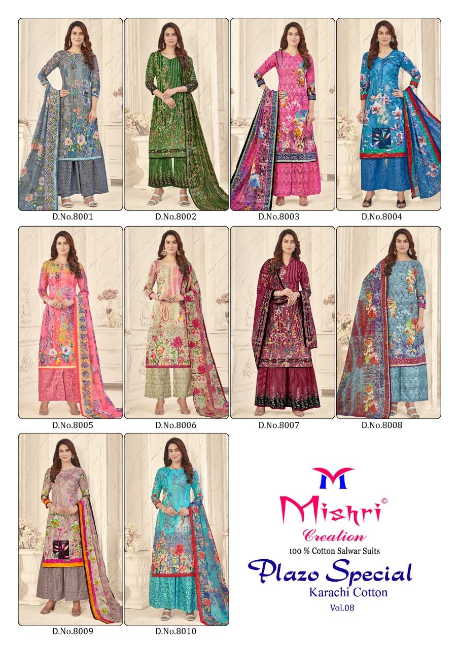 Mishri Creation Plazo Special Vol 8 Cotton Printed Suits Wholesaler Surat