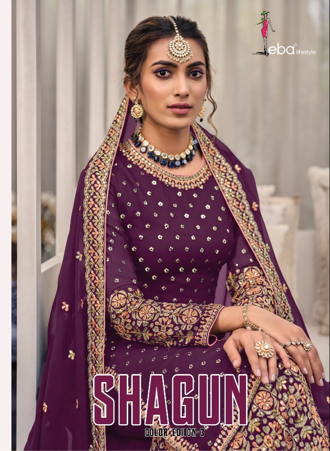Eba Lifestyle Shagun Color Edition Vol 3 Georgette Embroidery Designer Suits Wholesaler Surat