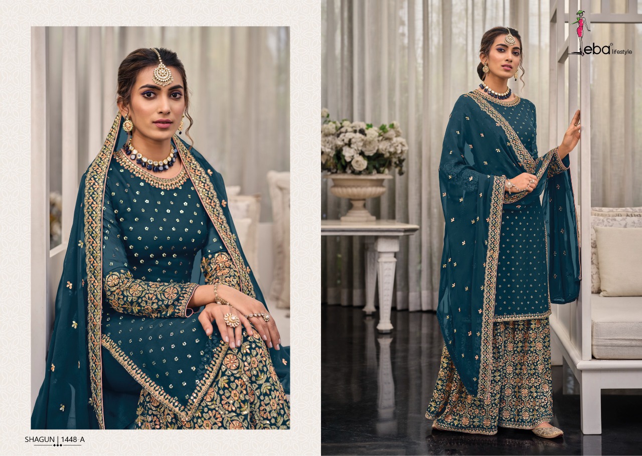 Eba Lifestyle Shagun Color Edition Vol 3 Georgette Embroidery Designer Suits Wholesaler Surat