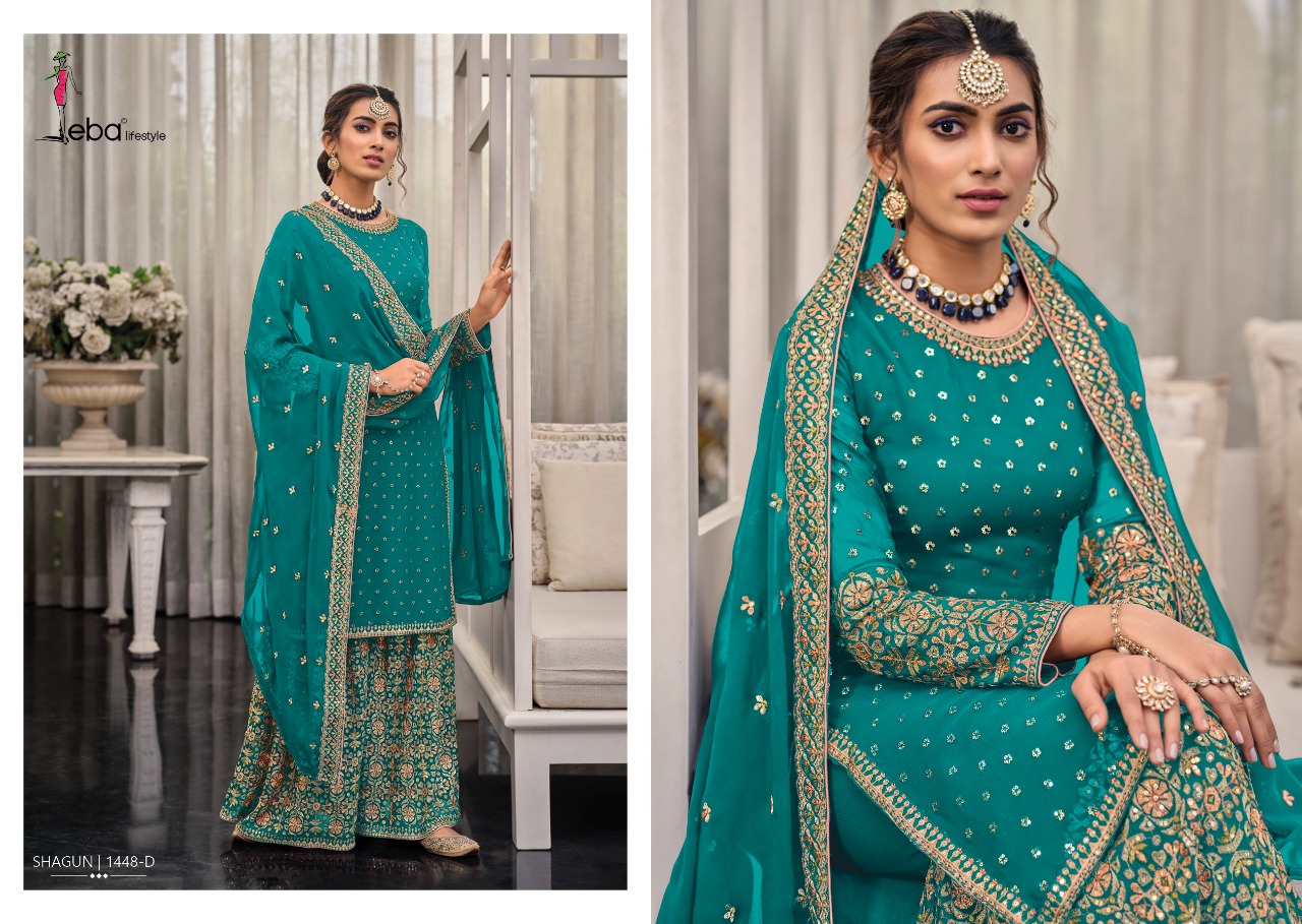 Eba Lifestyle Shagun Color Edition Vol 3 Georgette Embroidery Designer Suits Wholesaler Surat
