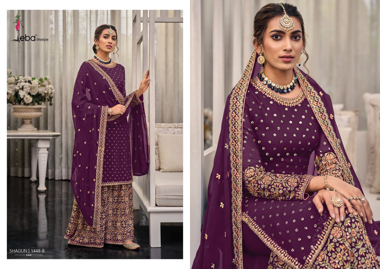 Eba Lifestyle Shagun Color Edition Vol 3 Georgette Embroidery Designer Suits Wholesaler Surat