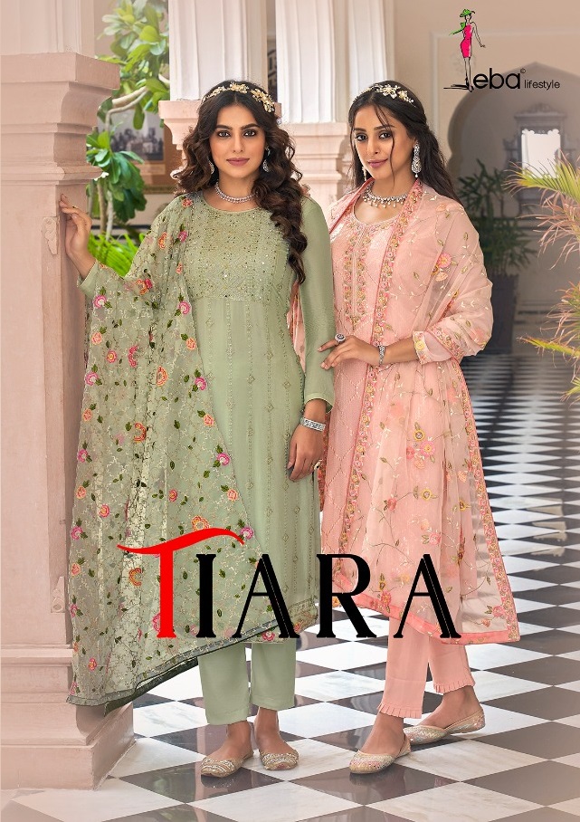Eba Lifestyle Tiara Georgette With Beautiful Embroidery Desinger Suits Wholesaler Surat