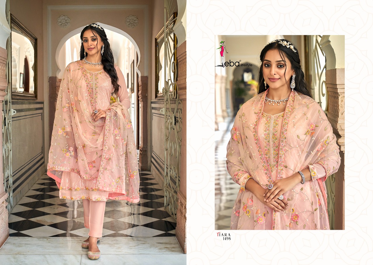 Eba Lifestyle Tiara Georgette With Beautiful Embroidery Desinger Suits Wholesaler Surat