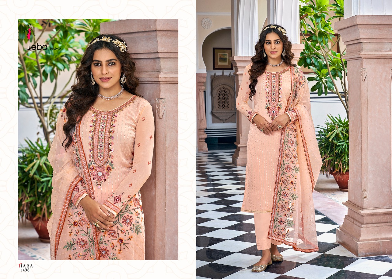 Eba Lifestyle Tiara Georgette With Beautiful Embroidery Desinger Suits Wholesaler Surat