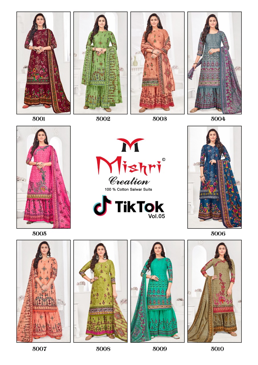 Mishri Creation Tik Tok Vol 5 Cotton Printed Dress Material Wholesaler Surat