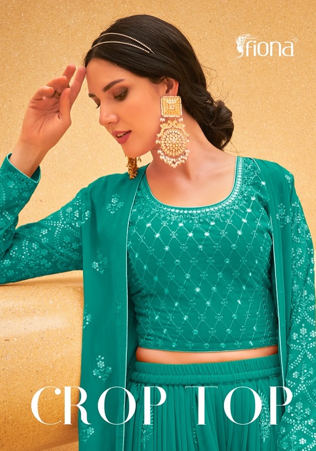 Fiona Crop Top Georgette With Beautiful Designer Ready Made Party Wear Suits Wholesaler Surat