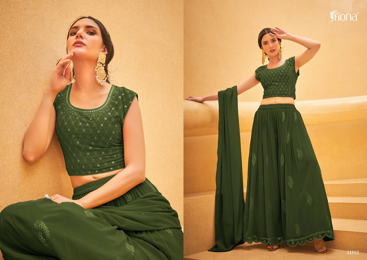 Fiona Crop Top Georgette With Beautiful Designer Ready Made Party Wear Suits Wholesaler Surat