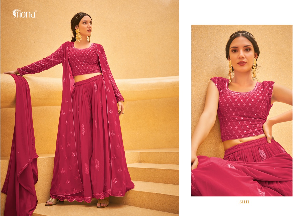 Fiona Crop Top Georgette With Beautiful Designer Ready Made Party Wear Suits Wholesaler Surat