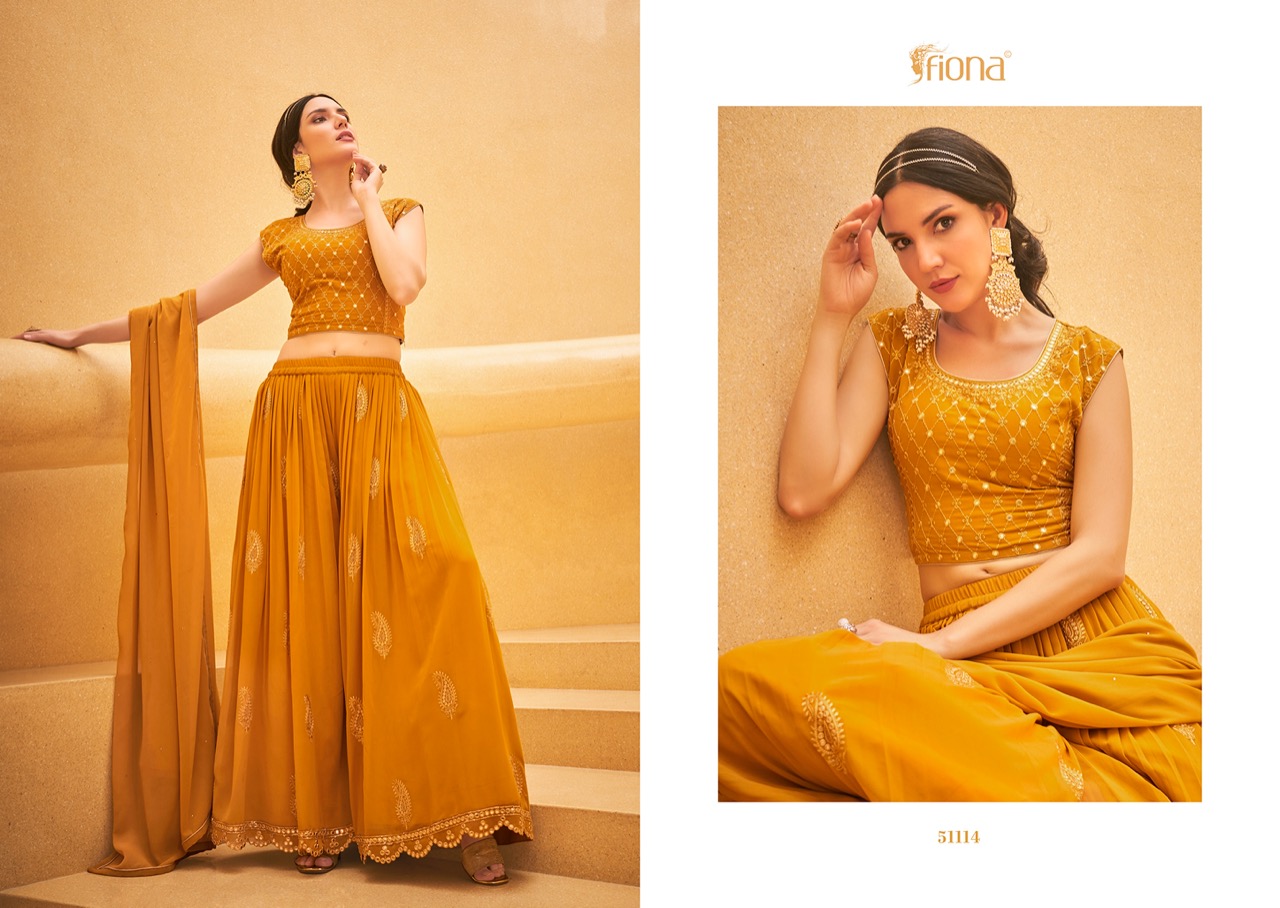 Fiona Crop Top Georgette With Beautiful Designer Ready Made Party Wear Suits Wholesaler Surat