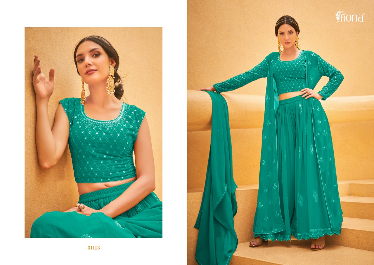 Fiona Crop Top Georgette With Beautiful Designer Ready Made Party Wear Suits Wholesaler Surat