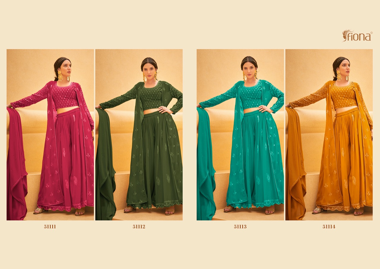 Fiona Crop Top Georgette With Beautiful Designer Ready Made Party Wear Suits Wholesaler Surat