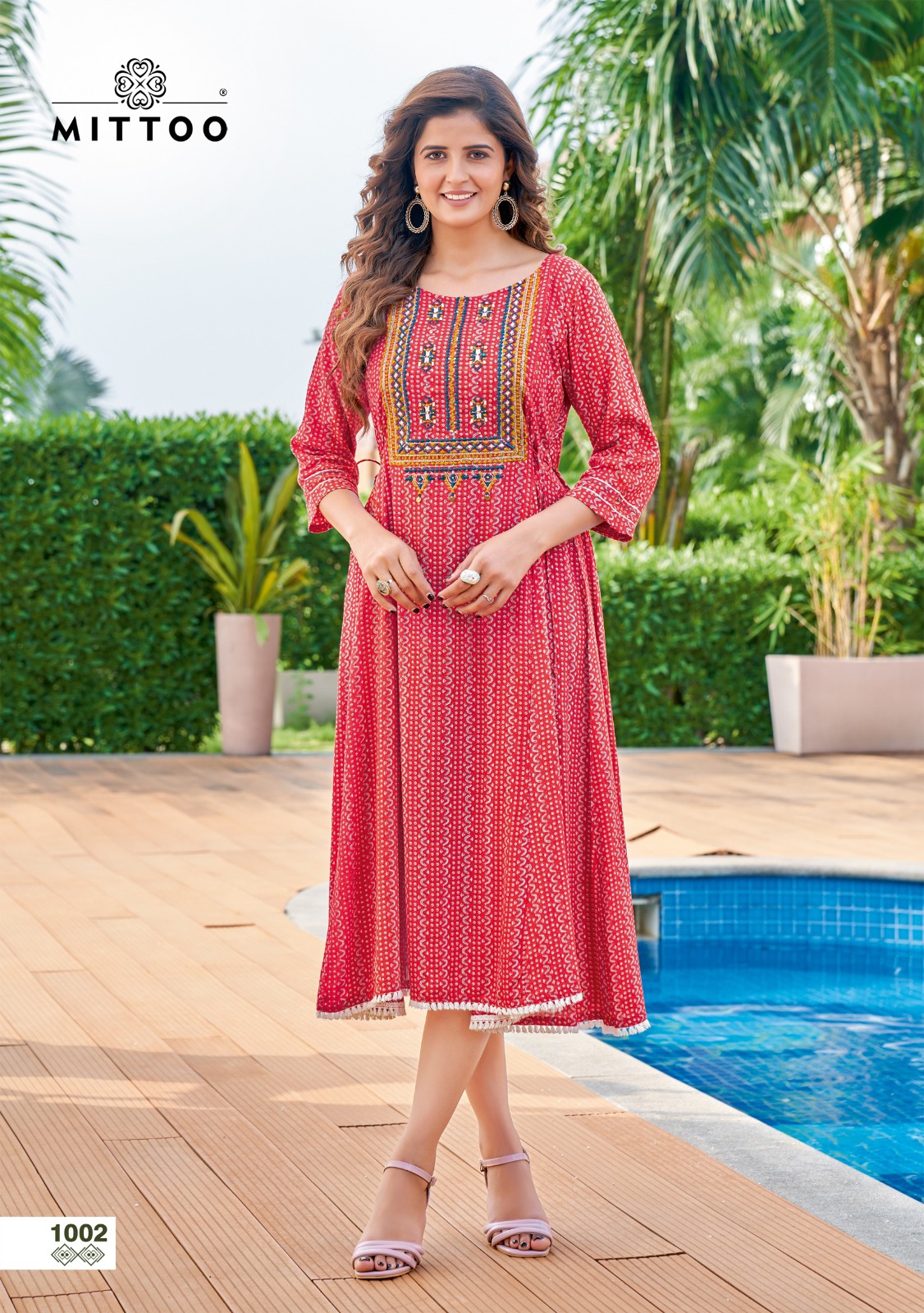 Mittoo Kanika Rayon Printed Fancy Party Wear Kurtis Wholesaler Surat