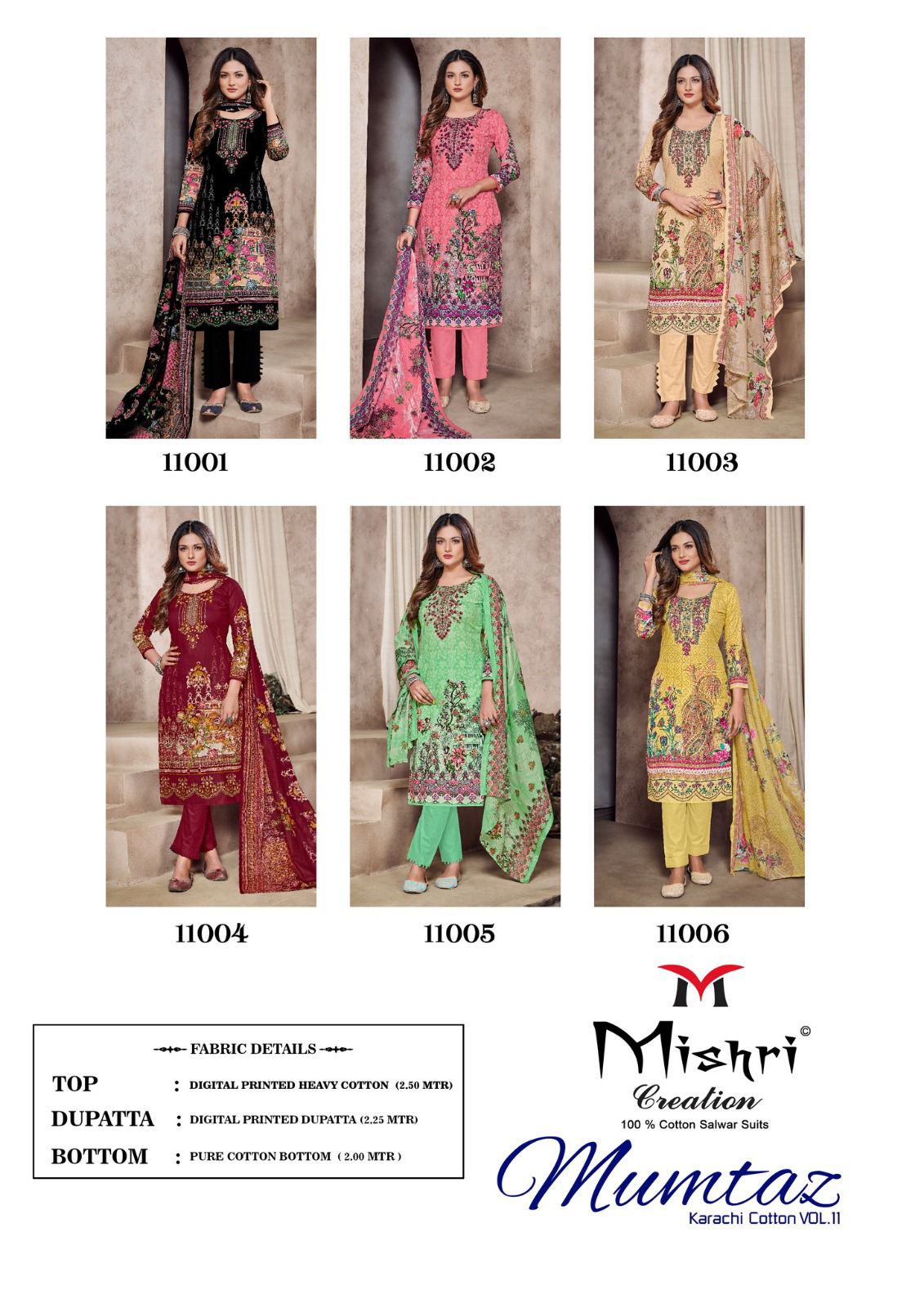 Mishri Creation Mumtaz Vol 11 Cotton Karachi Style Print Suits Wholesaler Surat
