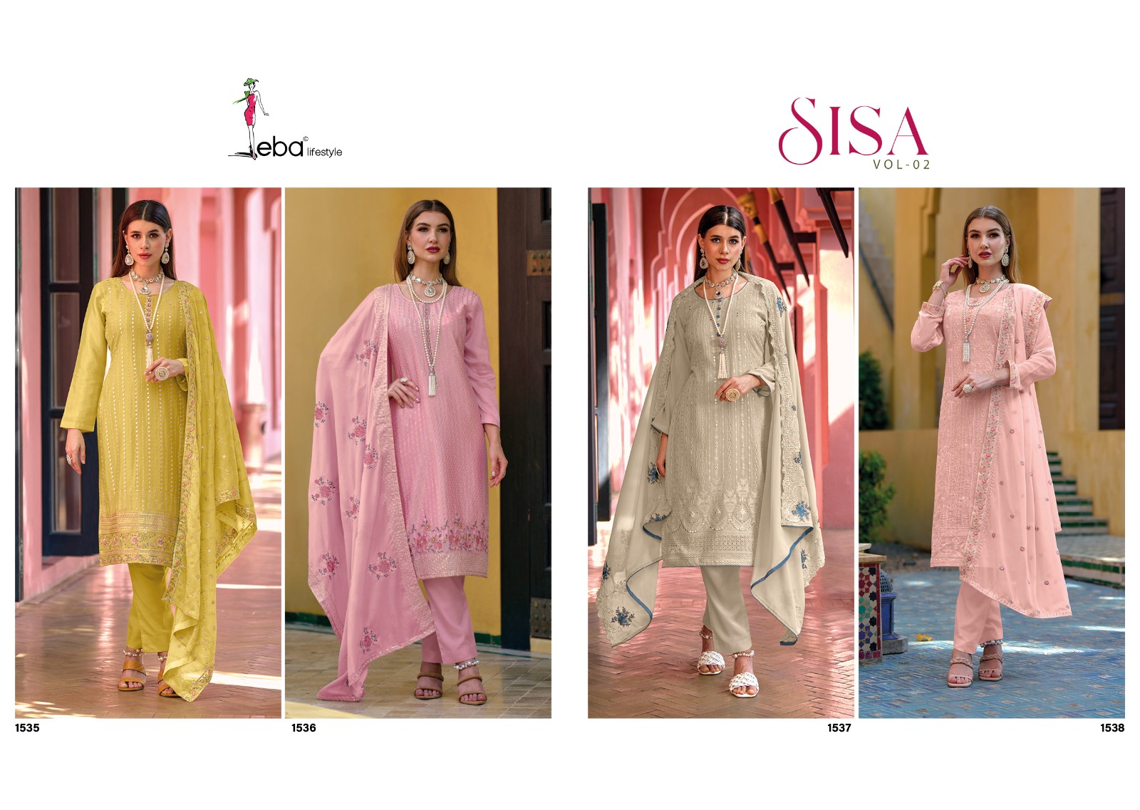 Eba Lifestyle Sisa Vol 2 Georgette Heavy Embroidery Designer Fancy Suits Wholesaler Surat