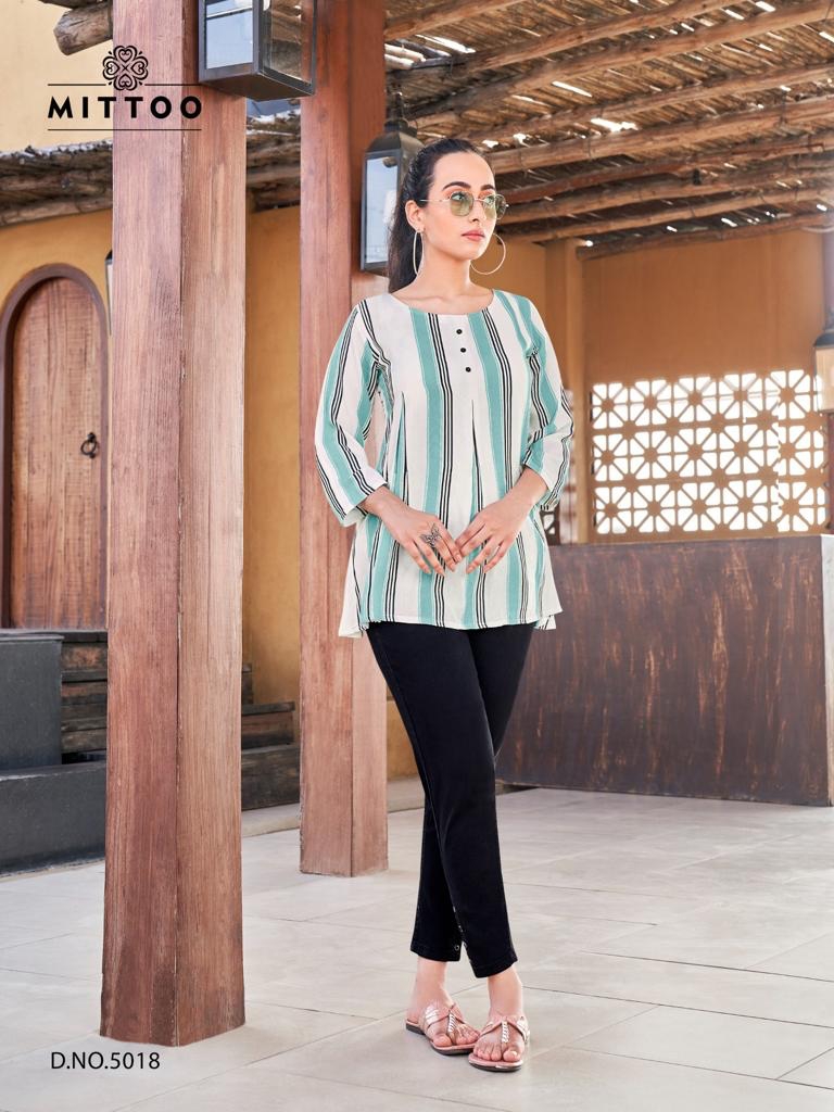 Mittoo Victoria Vol 3 Rayon Print Fancy Casual Wear Tops Wholesaler Surat