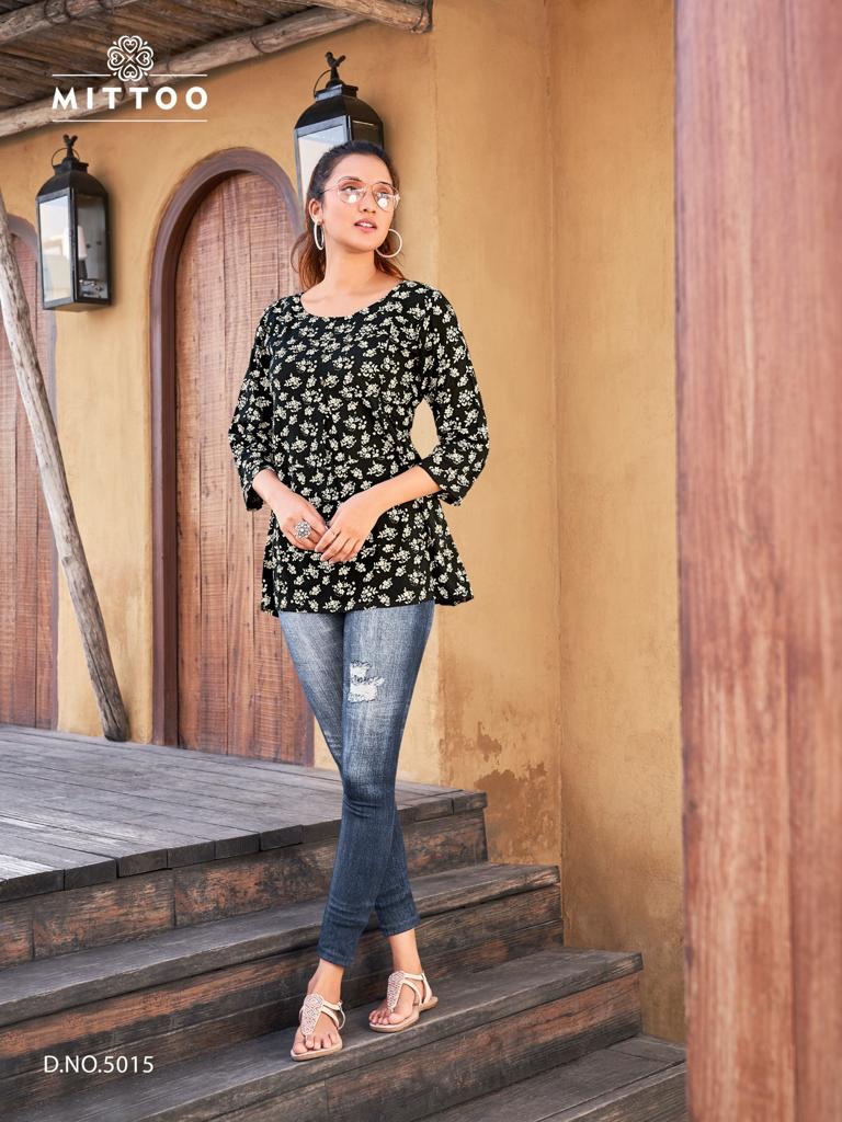 Mittoo Victoria Vol 3 Rayon Print Fancy Casual Wear Tops Wholesaler Surat