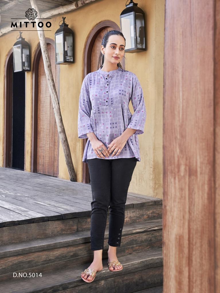 Mittoo Victoria Vol 3 Rayon Print Fancy Casual Wear Tops Wholesaler Surat