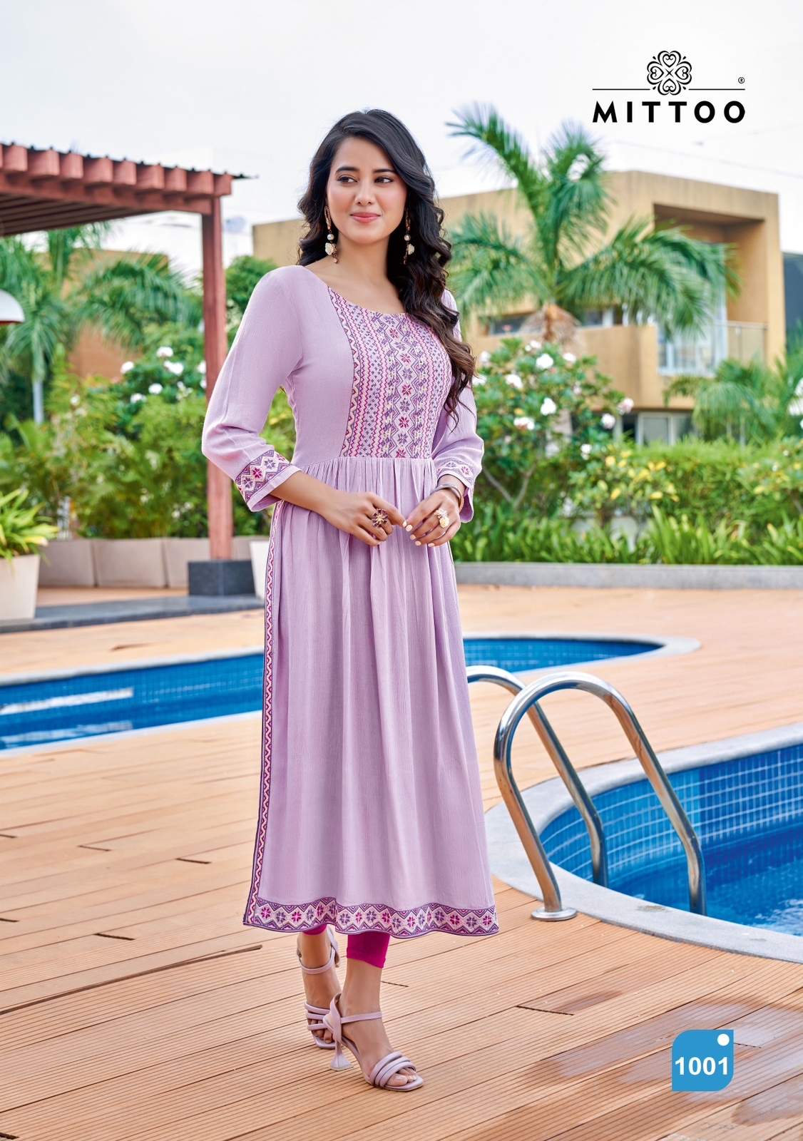 Mittoo Sargam Rayon Fancy Hand Works With Side Cut Pattern Kurtis Wholesaler Surat