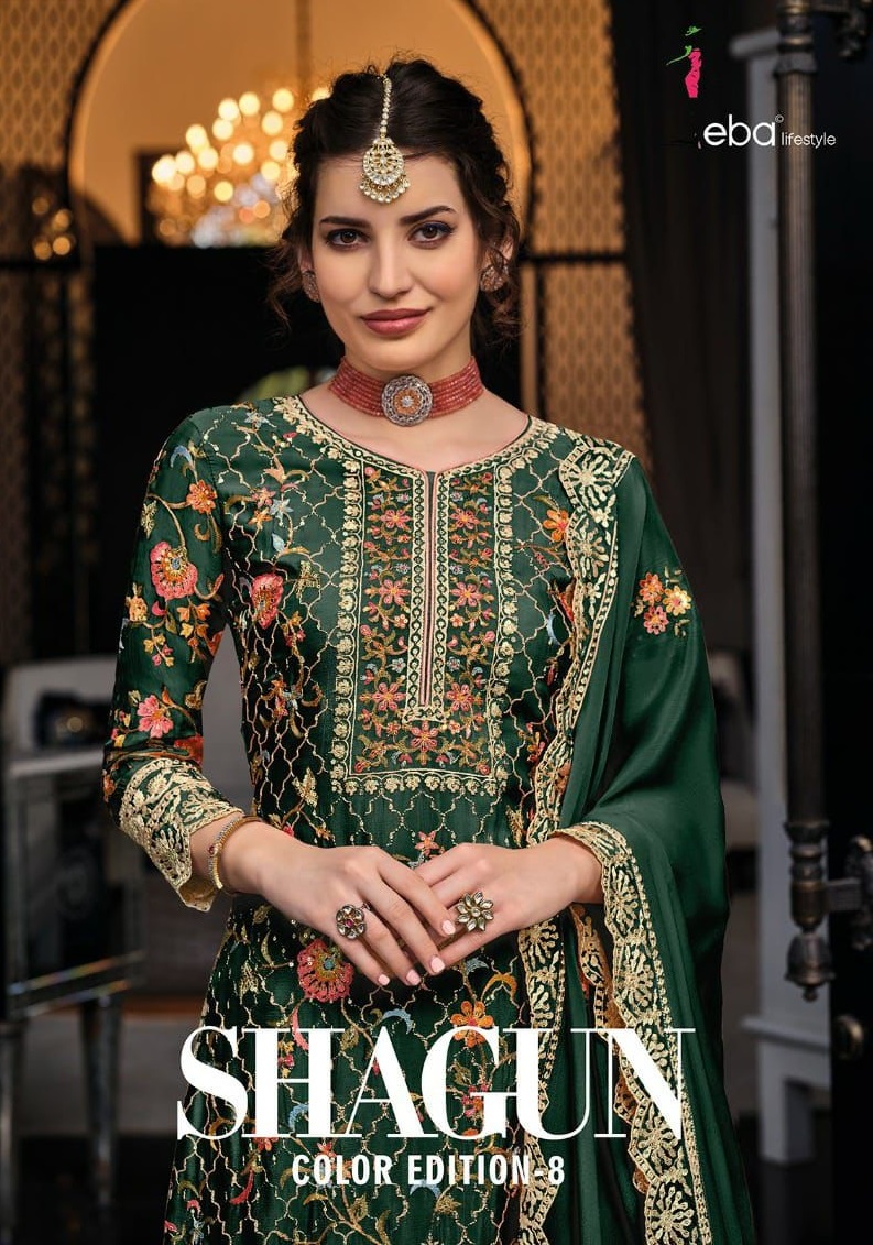 Eba Lifestyle Shagun Color Edition Vol 8 Chinon Heavy Embroidered Salwar Suits Wholesaler Surat