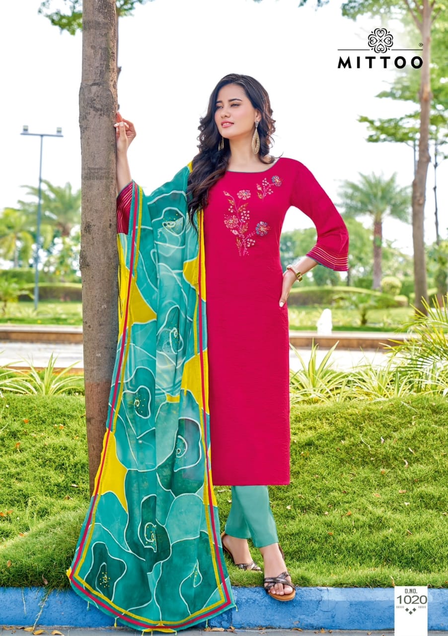Mittoo Shringar Vol 8 Viscose Fancy Hand Work Designer Kurti Combo Set Wholesaler Surat