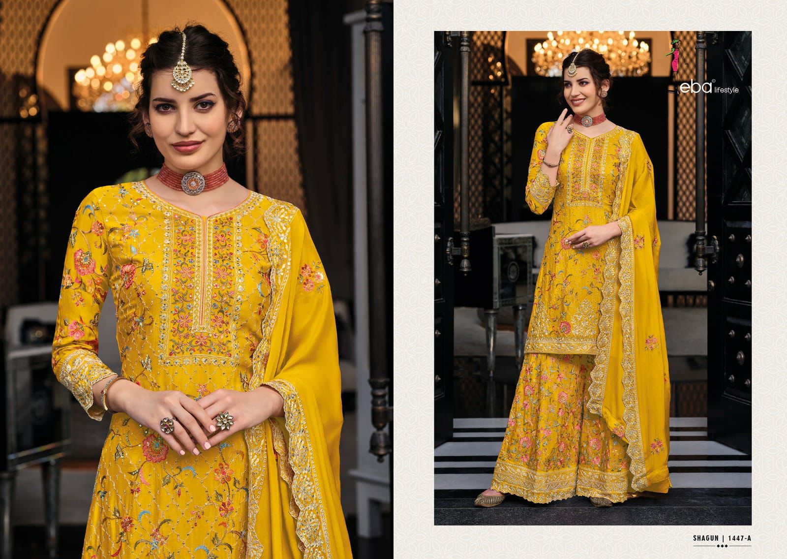 Eba Lifestyle Shagun Color Edition Vol 8 Chinon Heavy Embroidered Salwar Suits Wholesaler Surat