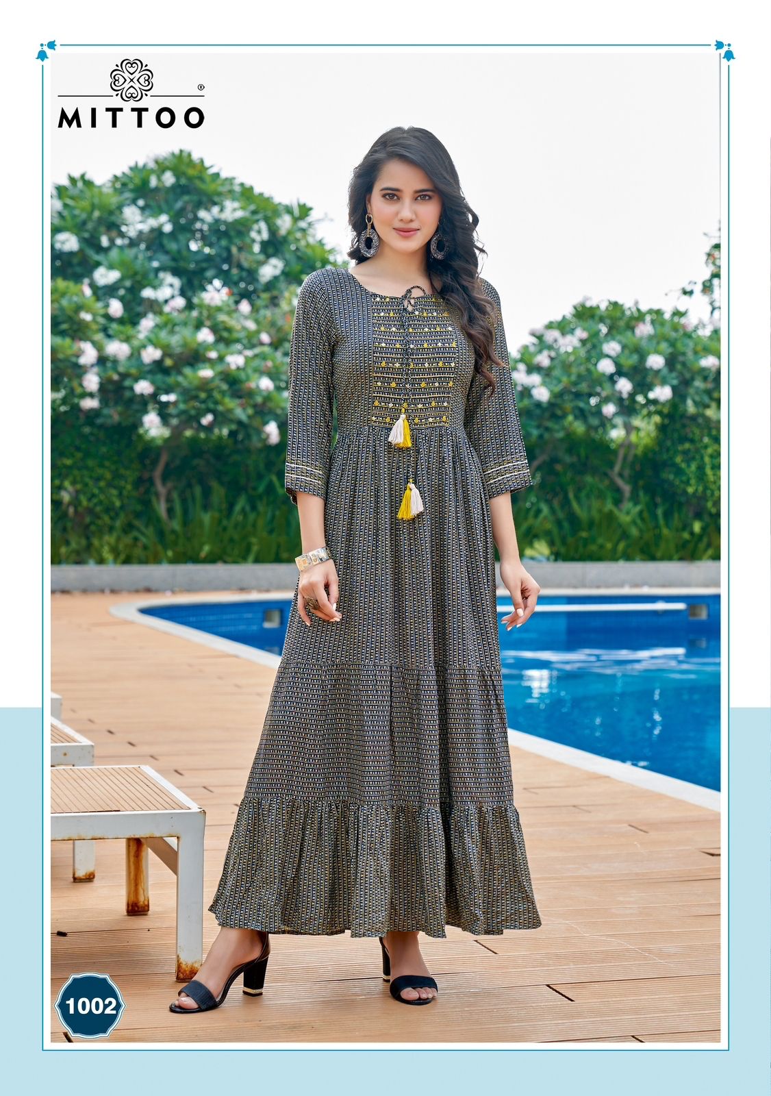Mittoo Anushree Rayon Print With Fancy Hand Work Gowns Wholesaler Surat