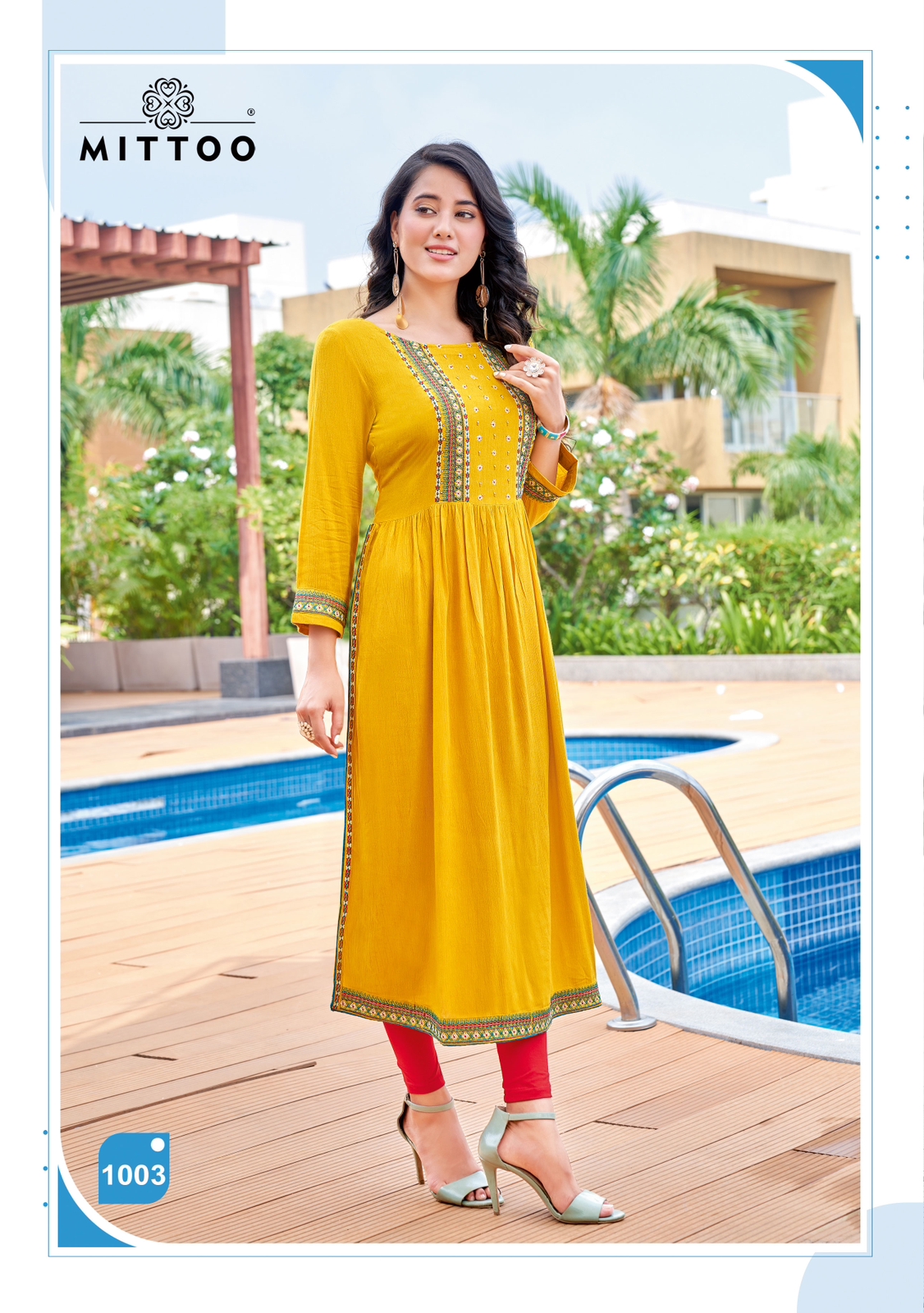 Mittoo Sargam Rayon Fancy Hand Works With Side Cut Pattern Kurtis Wholesaler Surat