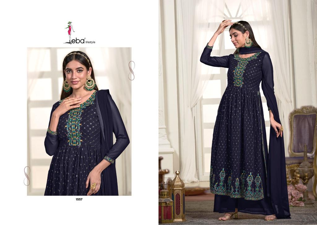 Eba Lifestyle Liana Georgette With Beautiful Emboidery Designer Ready Made Suits Wholesaler Surat