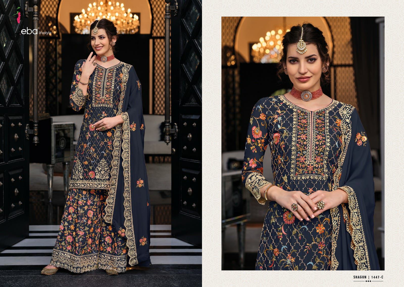 Eba Lifestyle Shagun Color Edition Vol 8 Chinon Heavy Embroidered Salwar Suits Wholesaler Surat