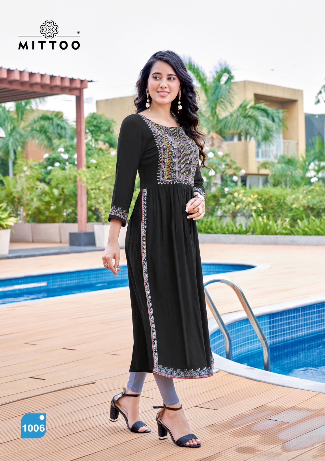 Mittoo Sargam Rayon Fancy Hand Works With Side Cut Pattern Kurtis Wholesaler Surat