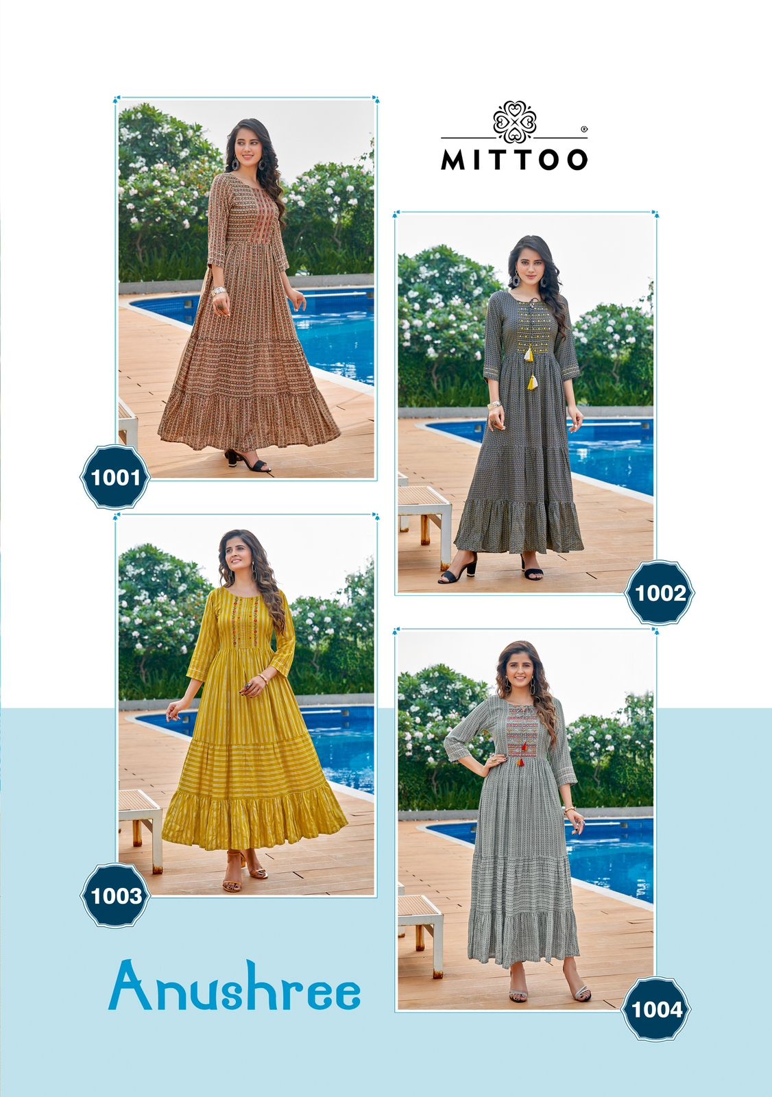 Mittoo Anushree Rayon Print With Fancy Hand Work Gowns Wholesaler Surat