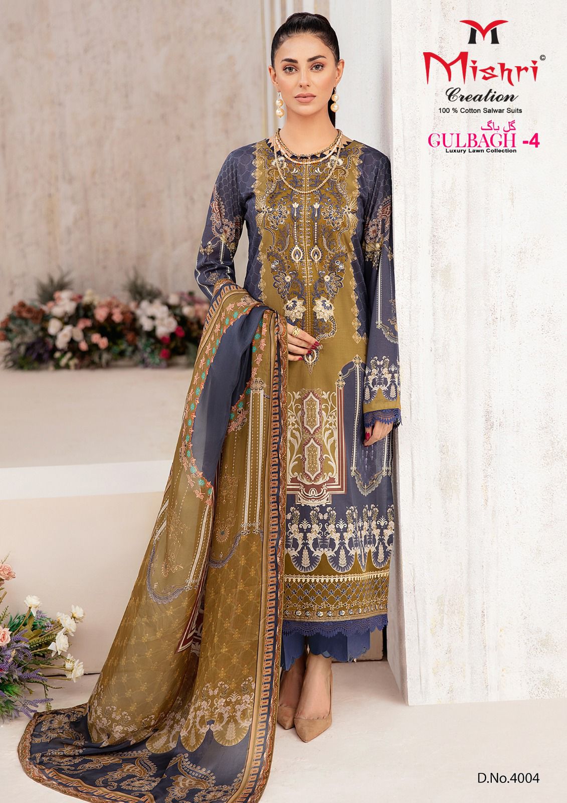 Mishri Creation Gulbagh Vol 4 Lawn Cotton Karachi Style Print Salwar Suits Wholesaler Surat