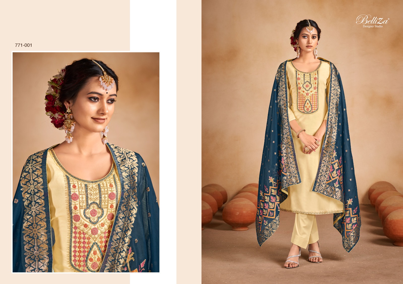 BELLIZA DESIGNER STUDIO SAADGI JAM COTTON SUIT