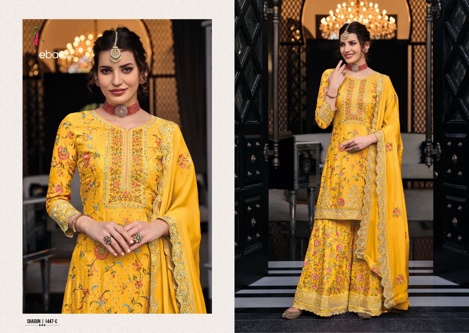 Eba Lifestyle Shagun Color Edition Vol 5 Chinon Heavy Embroidery Designer Suits Wholesaler Surat