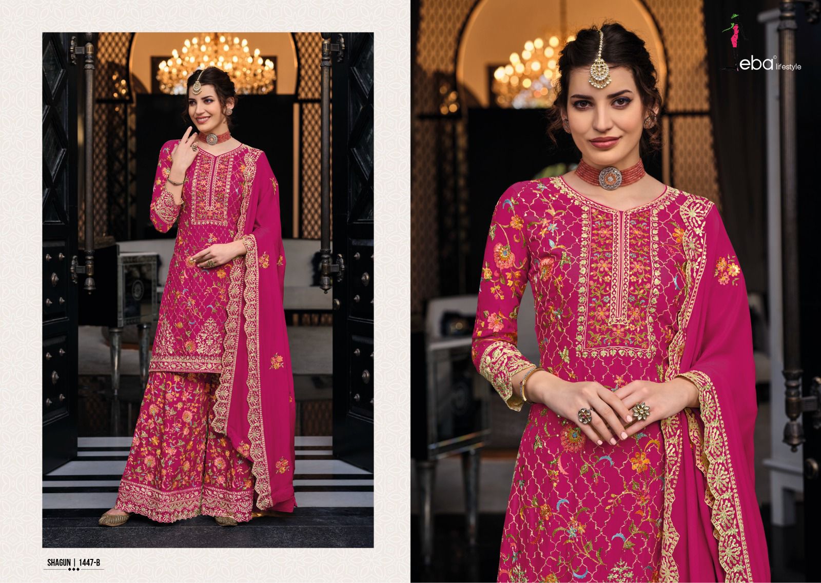 Eba Lifestyle Shagun Color Edition Vol 5 Chinon Heavy Embroidery Designer Suits Wholesaler Surat