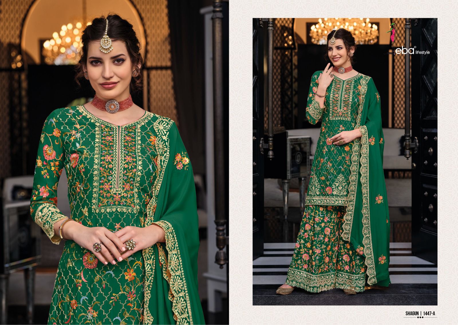 Eba Lifestyle Shagun Color Edition Vol 5 Chinon Heavy Embroidery Designer Suits Wholesaler Surat