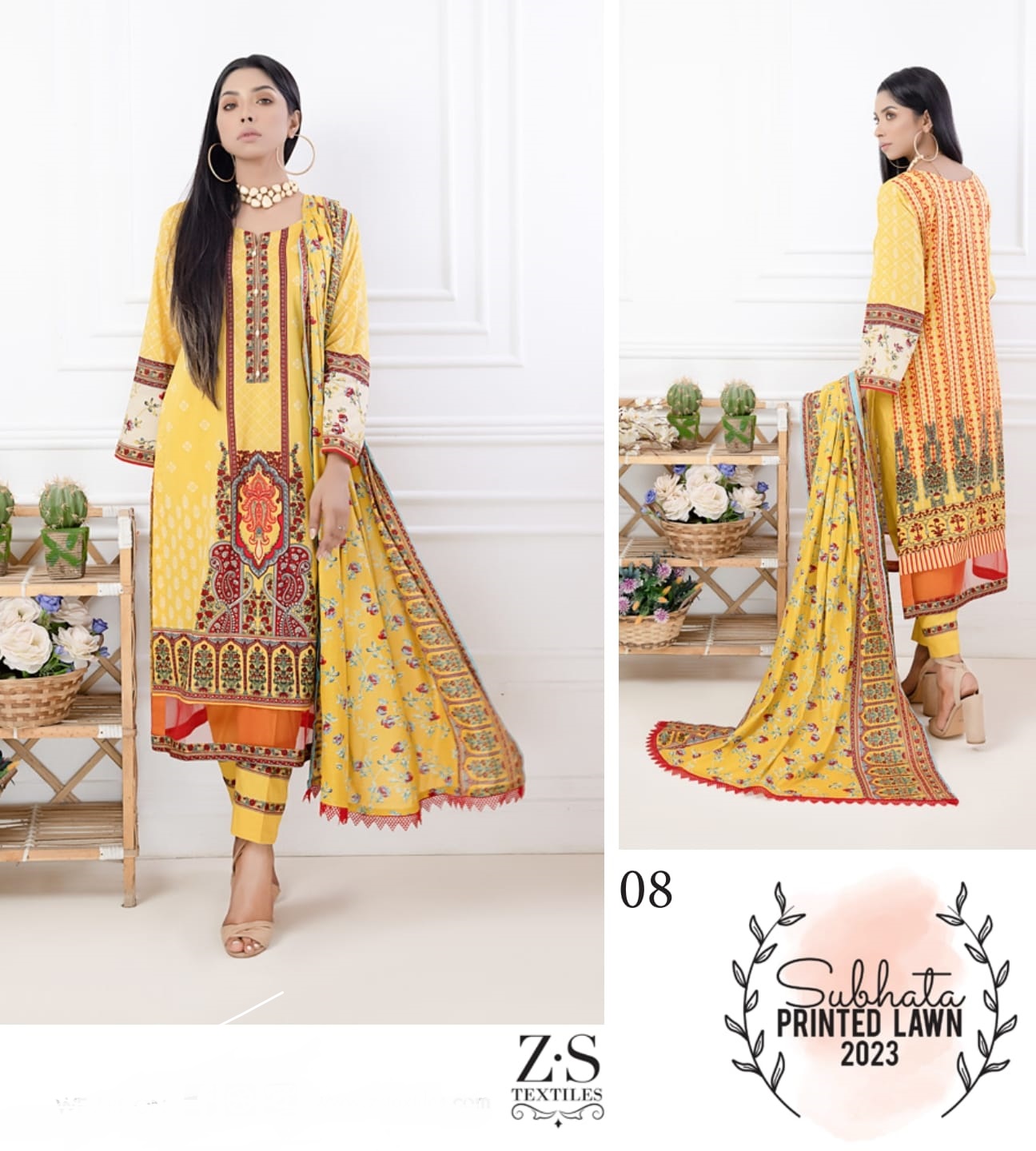 Zs Textile Subhata Vol 1 Lawn Cotton Printed Designer Suits Wholesaler Surat