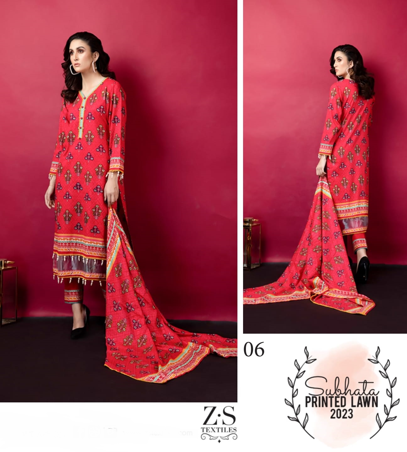 Zs Textile Subhata Vol 1 Lawn Cotton Printed Designer Suits Wholesaler Surat