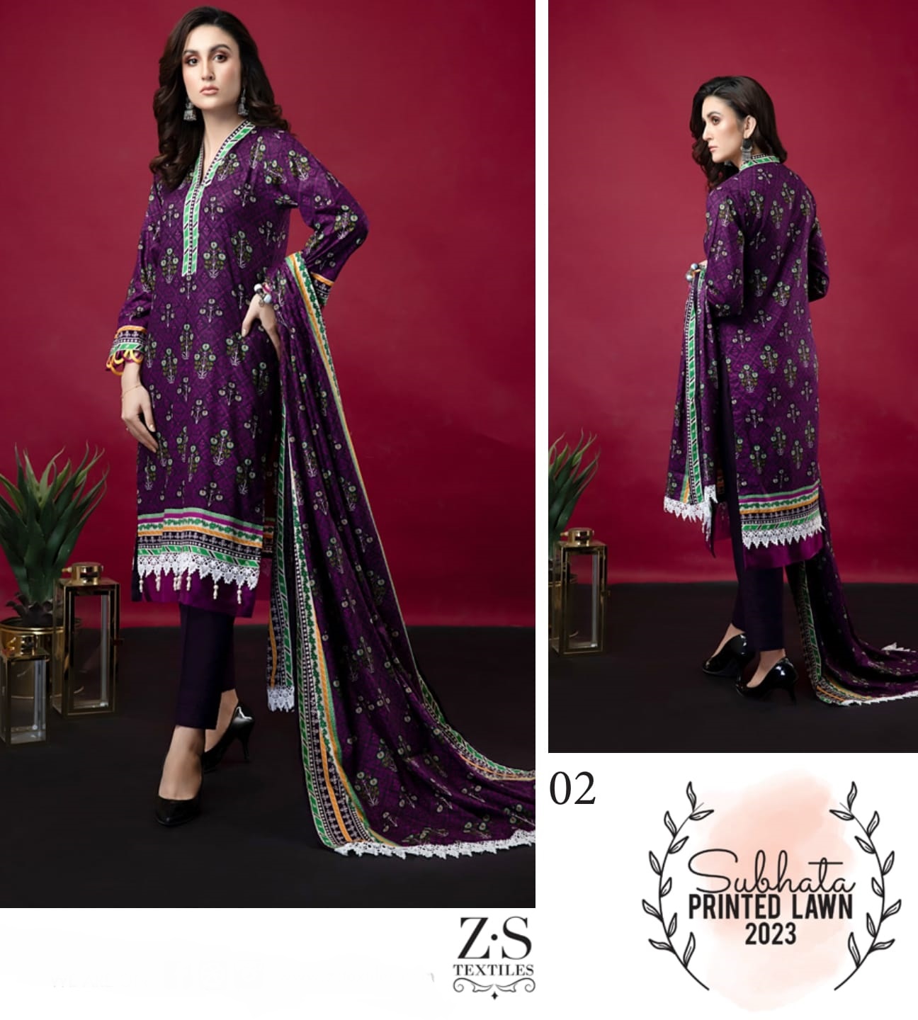 Zs Textile Subhata Vol 1 Lawn Cotton Printed Designer Suits Wholesaler Surat
