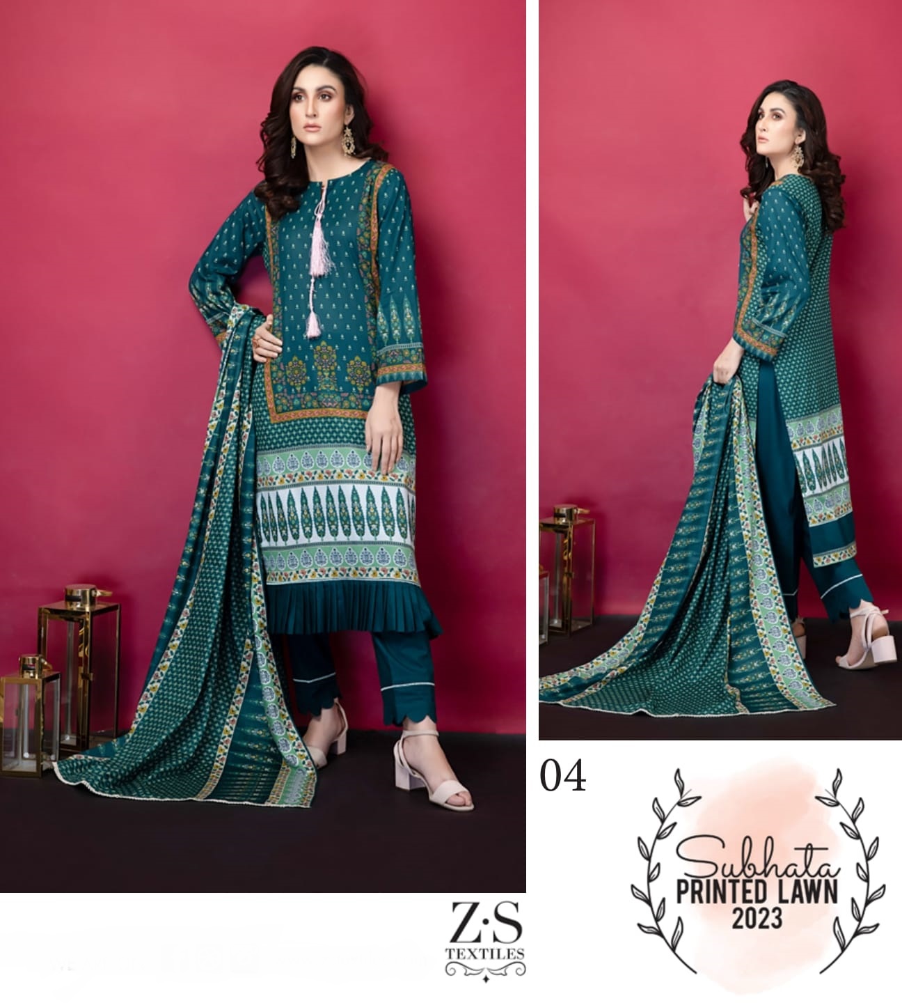 Zs Textile Subhata Vol 1 Lawn Cotton Printed Designer Suits Wholesaler Surat