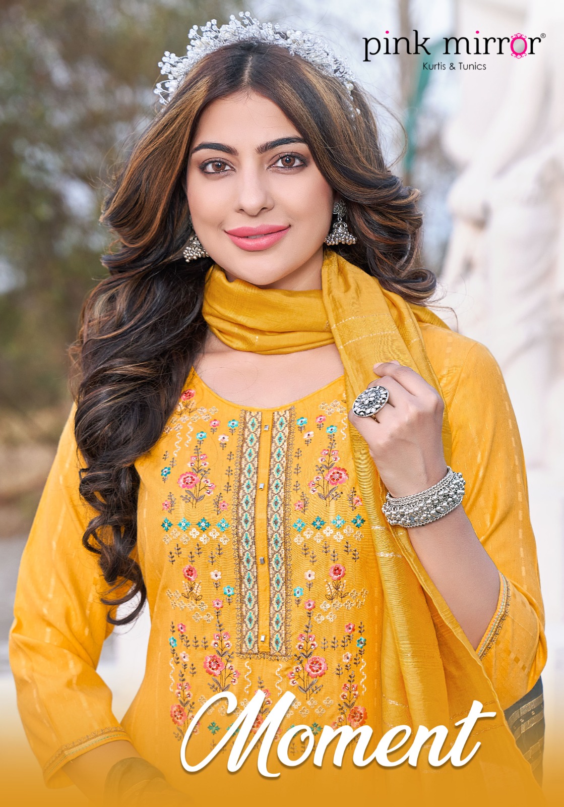 Pink Mirror Moment Viscose Embroidery Designer Kurti Combo Set Wholesaler Surat