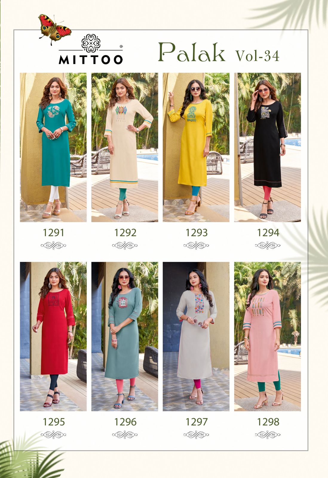 Mittoo Palak Vol 34 Rayon Fancy Designer Straight Kurtis Wholesaler Surat