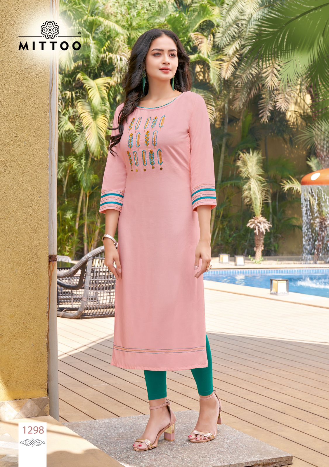 Mittoo Palak Vol 34 Rayon Fancy Designer Straight Kurtis Wholesaler Surat