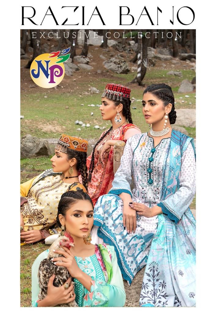 Nand Gopal Razia Bano Lawn Cotton Printed With Exclusive Neck Embroidery Salwar Suits Wholesaler Surat
