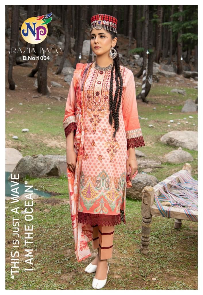 Nand Gopal Razia Bano Lawn Cotton Printed With Exclusive Neck Embroidery Salwar Suits Wholesaler Surat