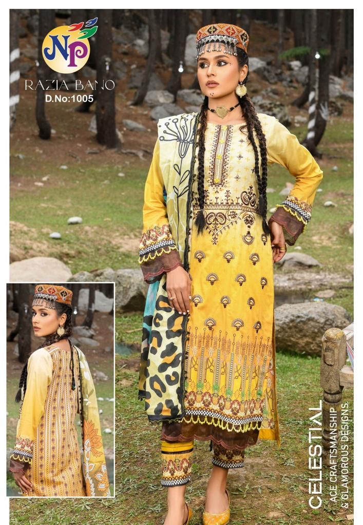 Nand Gopal Razia Bano Lawn Cotton Printed With Exclusive Neck Embroidery Salwar Suits Wholesaler Surat