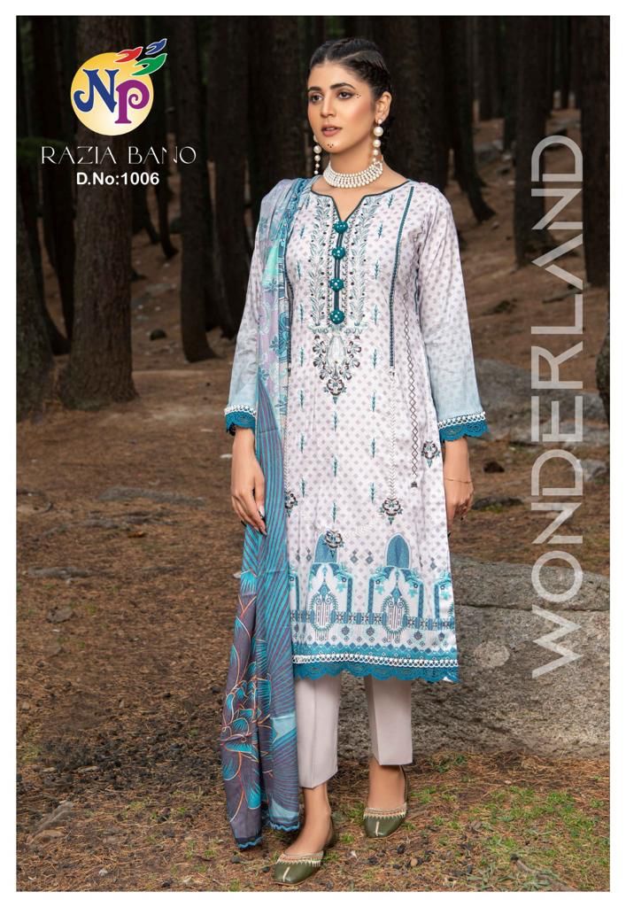 Nand Gopal Razia Bano Lawn Cotton Printed With Exclusive Neck Embroidery Salwar Suits Wholesaler Surat