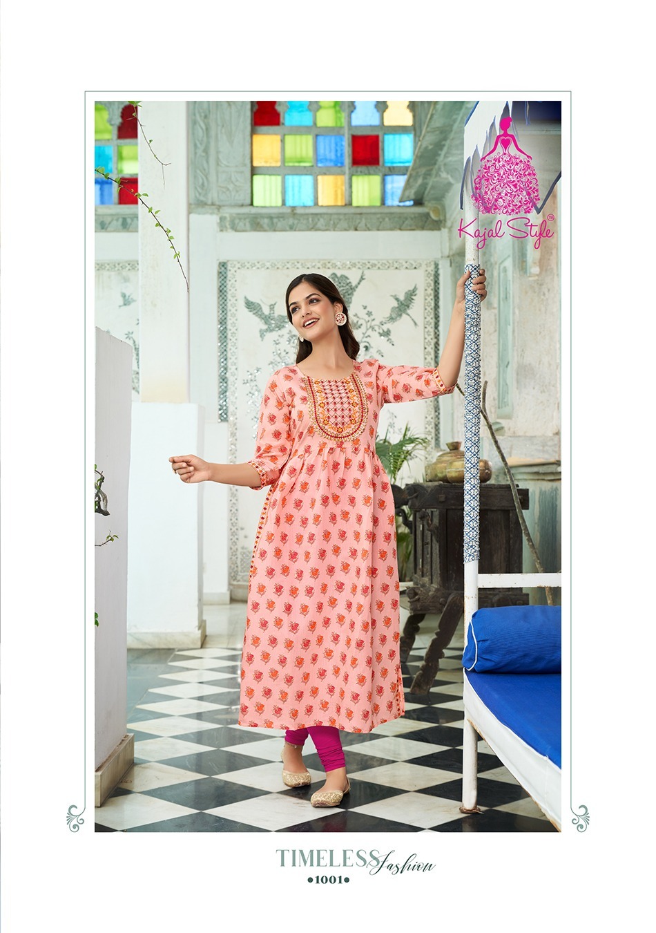 Kajal Style Kesariya Vol 1 Chanderi Silk Sequence Embroidery Work Naira Style Kurtis Wholesaler Surat