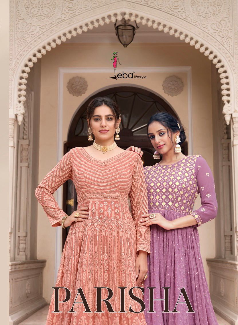 Eba Lifstyle Parisha Georgette Heavy Embroidery Designer Ready Made Anarkali Suits Wholesaler Surat